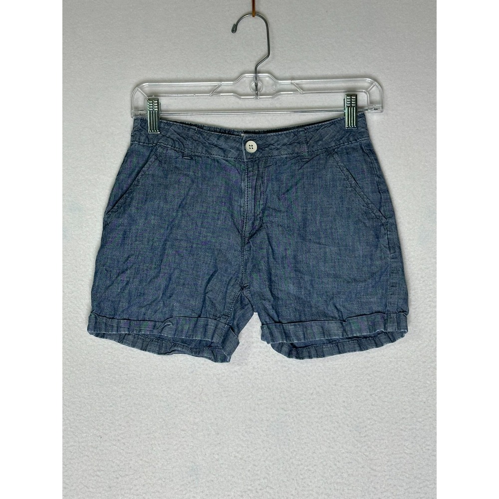 Gap Blue Cuffed Chino Shorts Girls 14 Regular Solid Cotton Blend